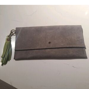 Copperdot Jackson Hole Wyoming Genuine Leather Suede Grey Clutch